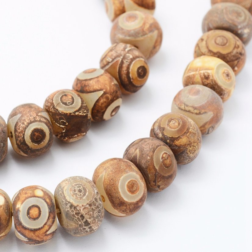 Přírodní achát - tibetské rondelky dZi, 15~16x10~11mm