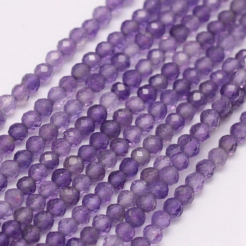 Natürlicher Amethyst - Perlen, geschliffen, lila, Klasse A, 4 mm