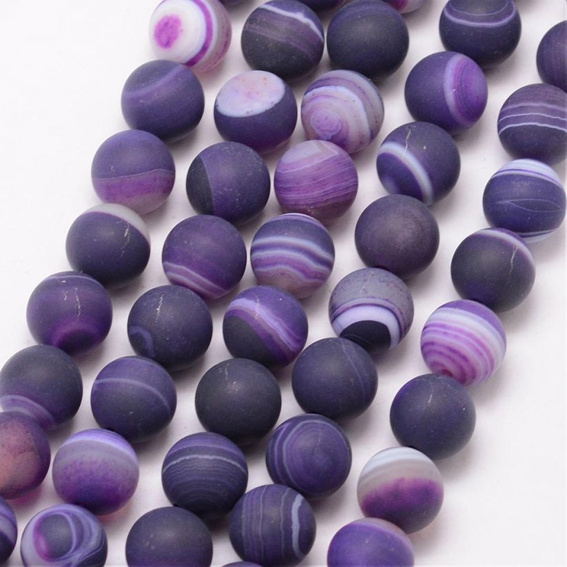 Přírodní achát - korálky, fialové, 6 mm
