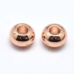 Mosadzný oddeľovač 6x4 mm, ružový, prievlak 2 mm