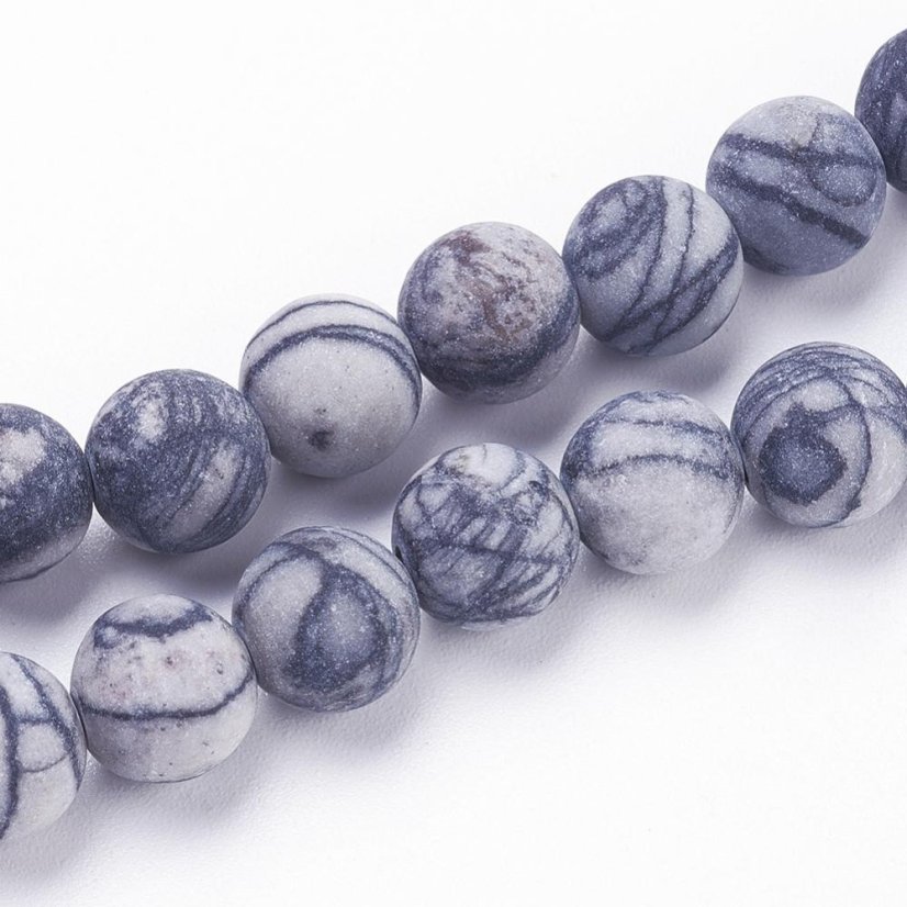 Přírodní proužkovaný achát - korálky, ledové, šedé, 6 mm