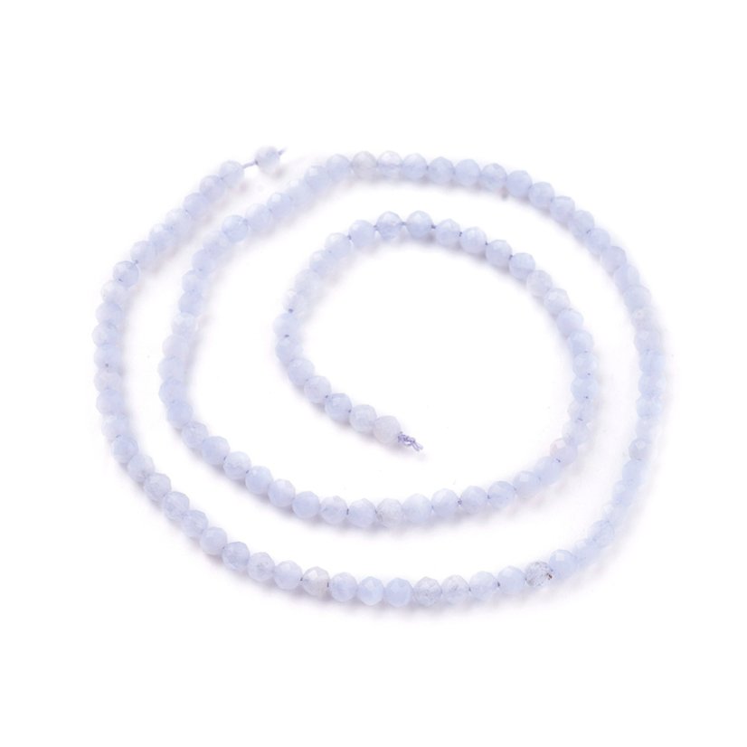 Prírodný achát/chalcedón - korálky, brúsené, modré, 3 mm