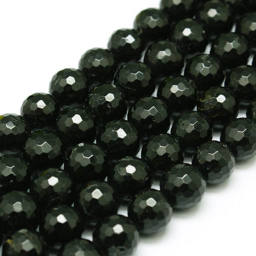Természetes fekete turmalin - gyöngyök, csiszolt, 8 mm