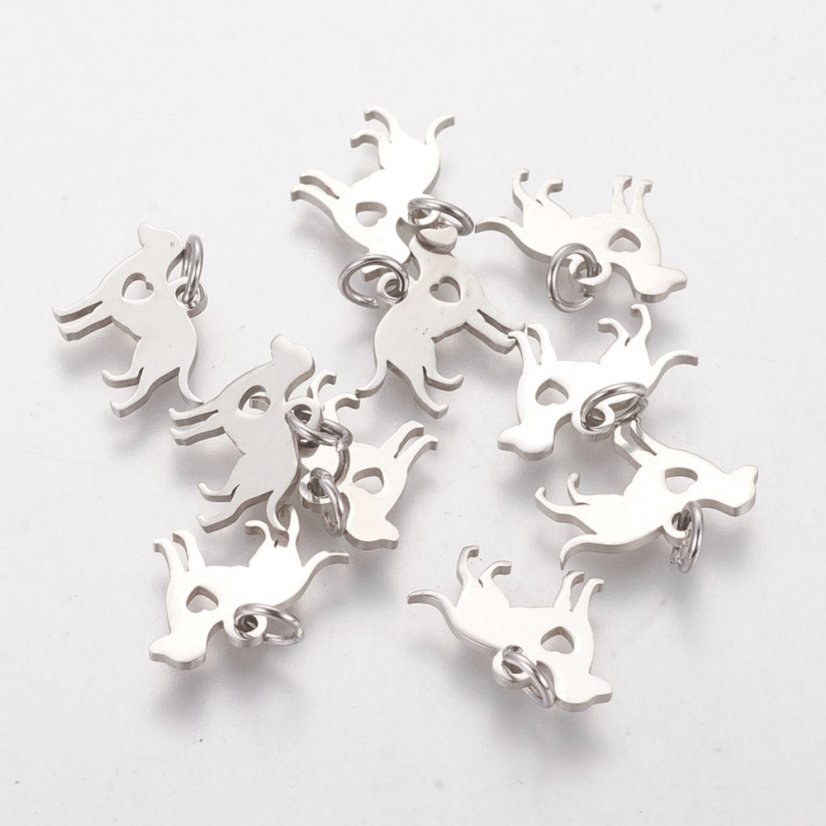 Přívěsek z nerezové oceli 304,"Pes se srdíčkem", 11 × 15 × 1 mm