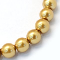 Skleněné korálky s perleťovým efektem - 8 mm, zlaté