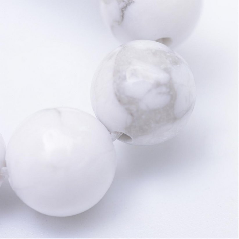Natürlicher Howlit - Perlen, weiß, 6 mm - Menge: 1 Stück