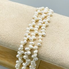 Přírodní říční perly, rýže, vrtané bokem, 3-4 mm