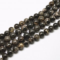 Natürlicher Regalit - Perlen, schwarz, 8 mm