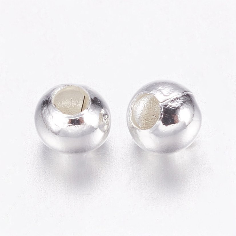 Mosadzná korálka, strieborná, 2,5 mm