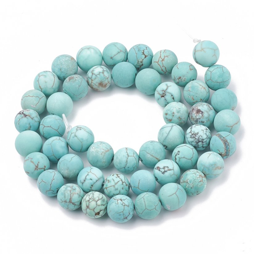 Natürlicher Howlit - Perlen, matt, blau, 6 mm