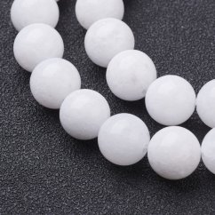 Természetes nefrit - gyöngyök, fehér, 8 mm