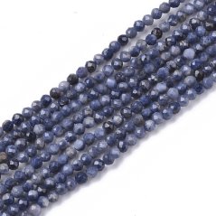 Přírodní safír - korálky, modré. broušené, 2 mm
