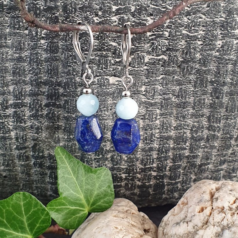 Ohrringe aus Lapis Lazuli und Aquamarin