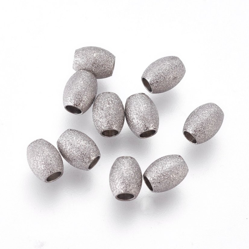 Oddělovač z 304 ocele, pecka s texturou, stříbrná, 5x4 mm