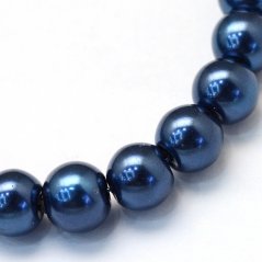 Sklenené korálky s perleťovým efektom - 8 mm tmavo-modré