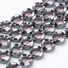 Szintetikus hematit - hullámos fánk, 12x4 mm