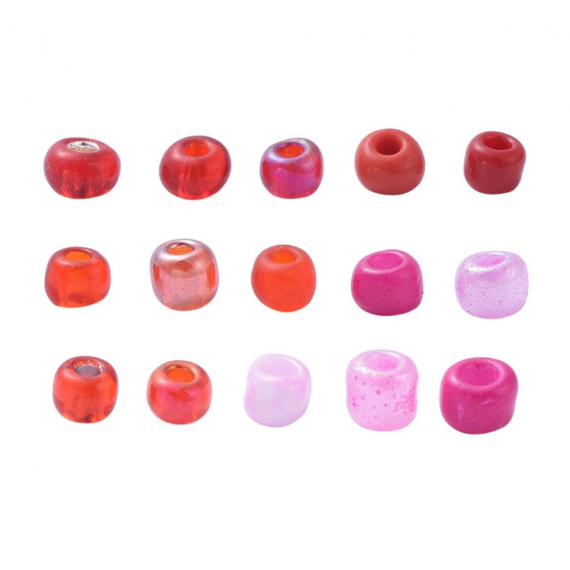 Set mit 15 Farben - 8/0 Rocailles Perlen, rötlich rosa
