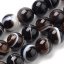 Természetes csíkos achát - gyöngyök, barna-fehér, 6 mm