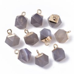 Přívěšek z přírodního šedého achátu, 12x10x10 mm