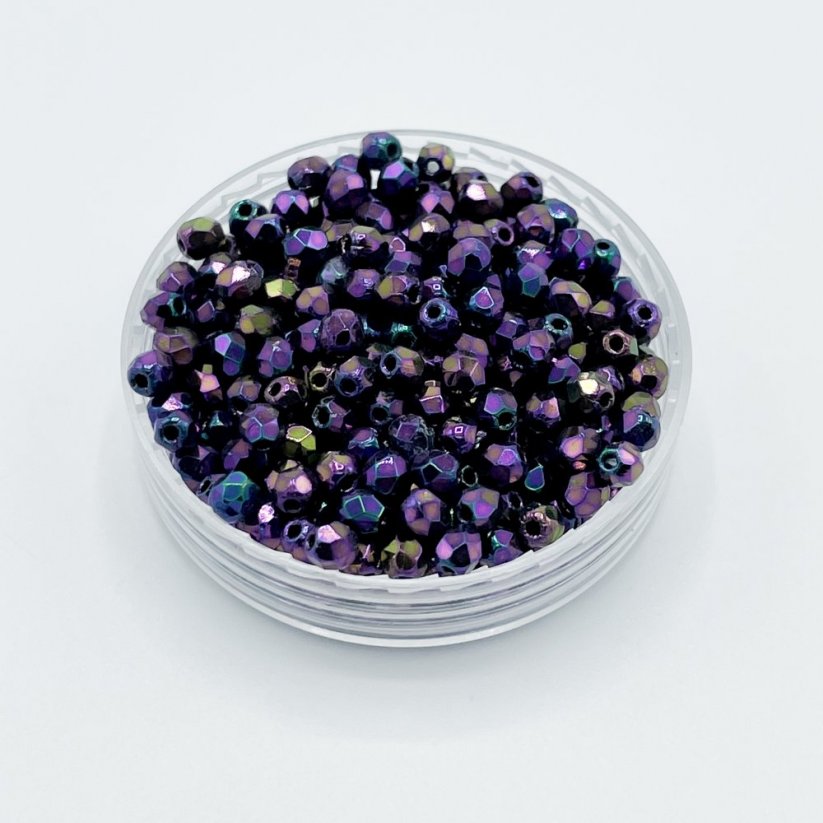 Geschliffene feuerpolierte Perlen Iris Purple, 3 mm