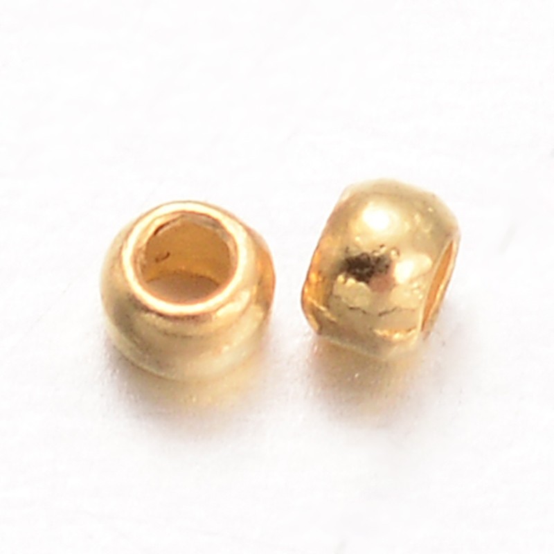 Zatláčací rokajl z mosadze, guľatý, 1,5mm, zlatý