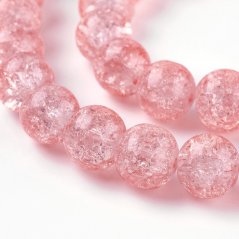 Sklenené korálky - praskanie, ružové, 8mm