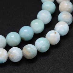 Natürliche Larimar - Perlen, Klasse A, blau, 9-10 mm