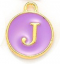 Kovový prívesok s písmenom J, fialový, 14x12x2 mm