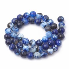 Přírodní achát - korálky, modré, praskané, 8 mm