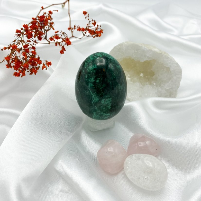 Přírodní malachitové vajíčko, talisman, 6,2x4,5 cm, 269 g