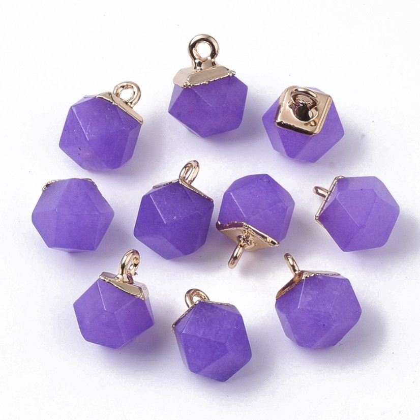 Fehér nefrit medál fűzőlyukkal - lila 12x10x10mm