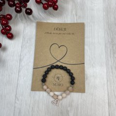 Geschenkkarte mit Armband aus Lava und Aventurin mit Herz