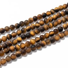 Prírodné tigrie oko - korálky, matné, čiernohnedé, trieda A, 6 mm
