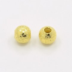 Texturált sárgaréz gyöngy - arany, 4 mm