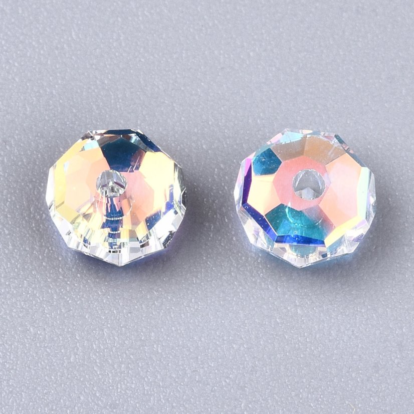 Csiszolt üveg rondellák, fémezett, 6,5x3,5 mm