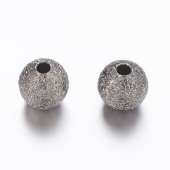 Mosazný korálek s texturou - gunmetal, 6 mm