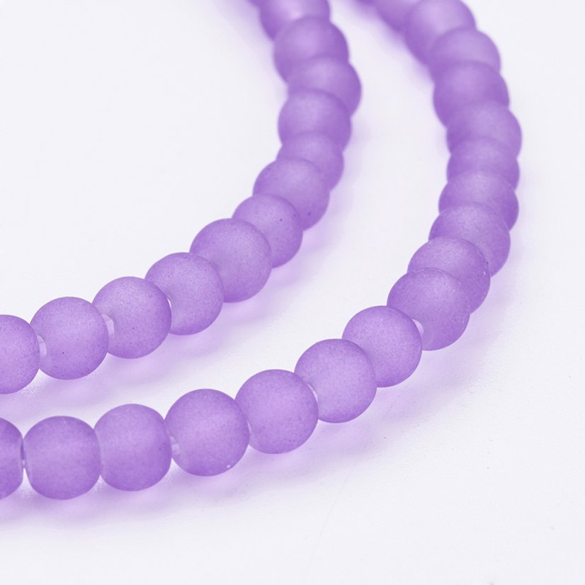 Skleněné korálky matné - 4 mm, fialové