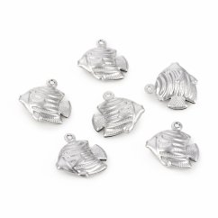 Přívěsek z nerezové oceli 304,"Ryba - stříbrná", 17,2 × 17,3 × 5,5 mm