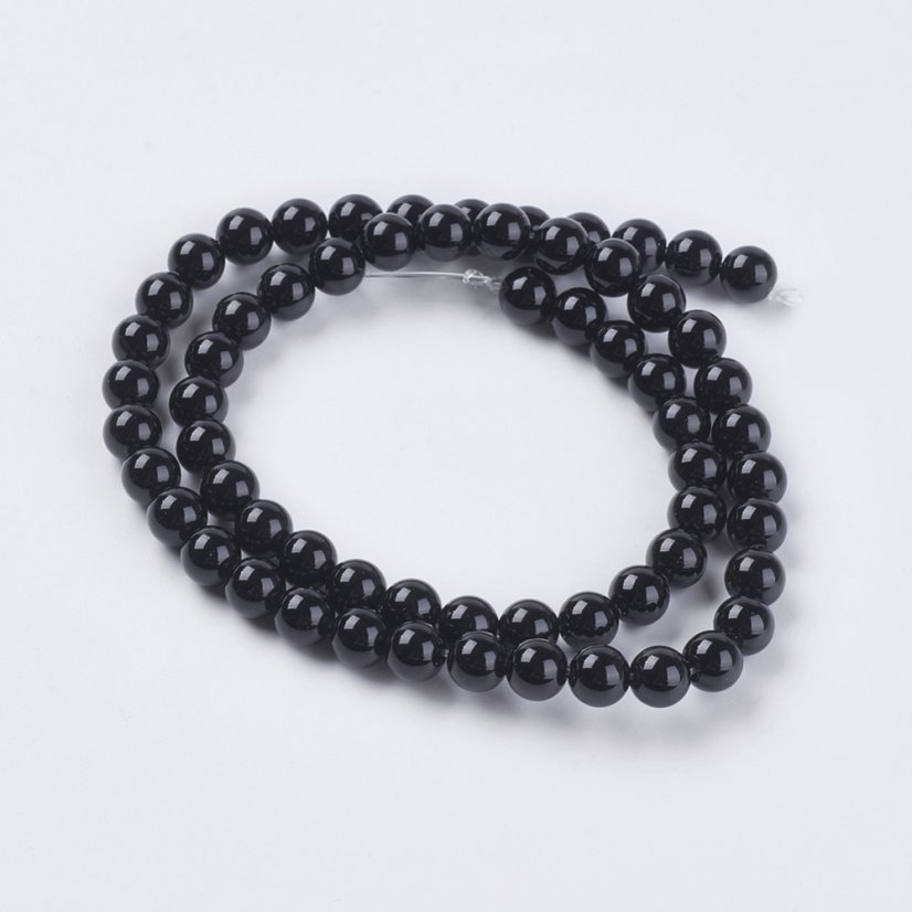Přírodní onyx - korálky, černé, 6 mm
