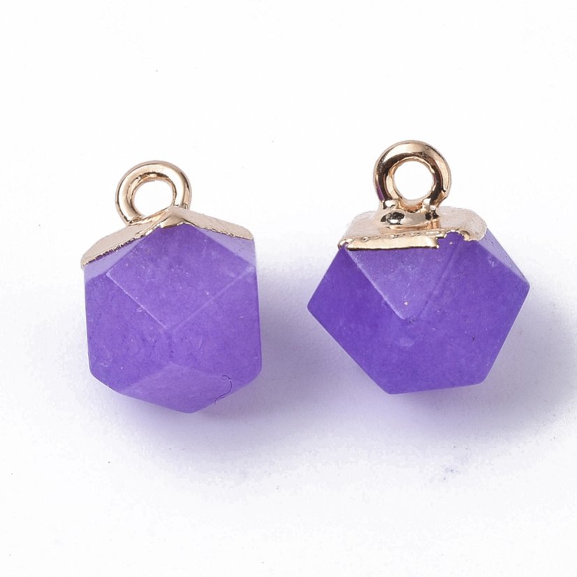 Fehér nefrit medál fűzőlyukkal - lila 12x10x10mm