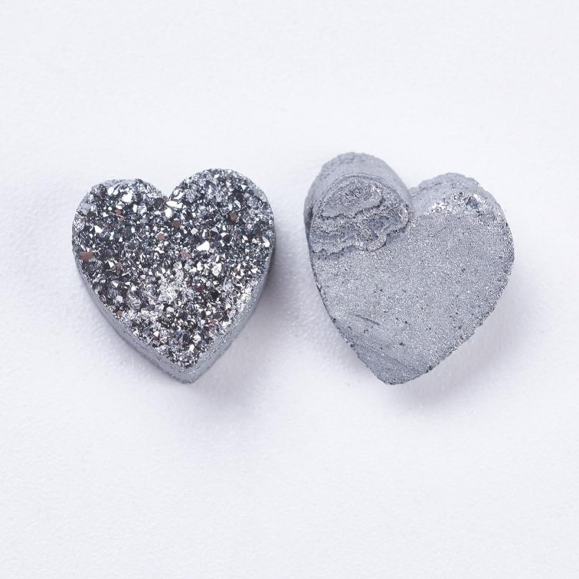 Bevonatos drúza szív természetes achátból 9~10x9~10x5~7mm, ezüst