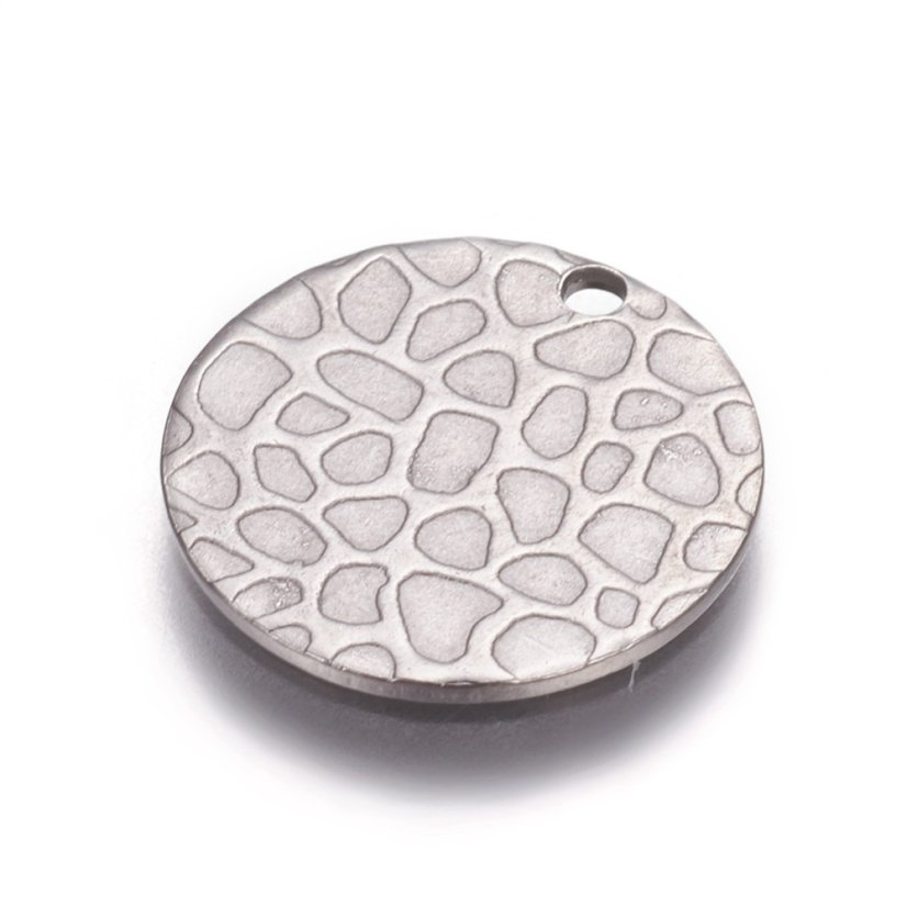 Medál 304 acélból struktúrával, ezüst, 15x1 mm