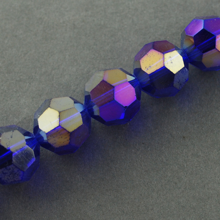 Brúsené sklenené rondelky, pokovované,  fialové, 4 mm