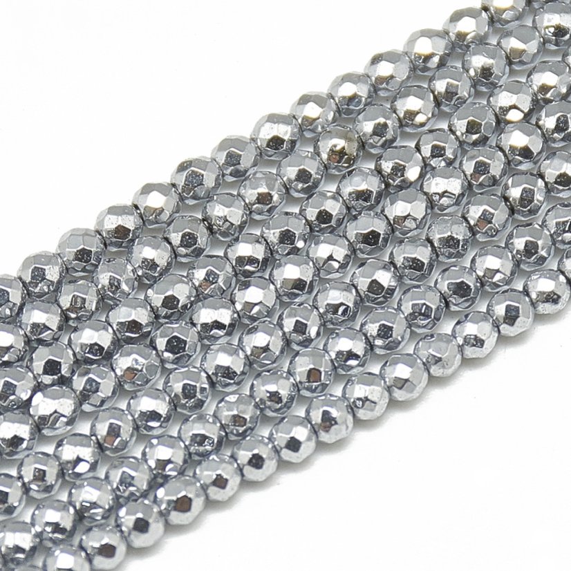 Pokovený syntetický hematit - korálky, broušené, 2 mm