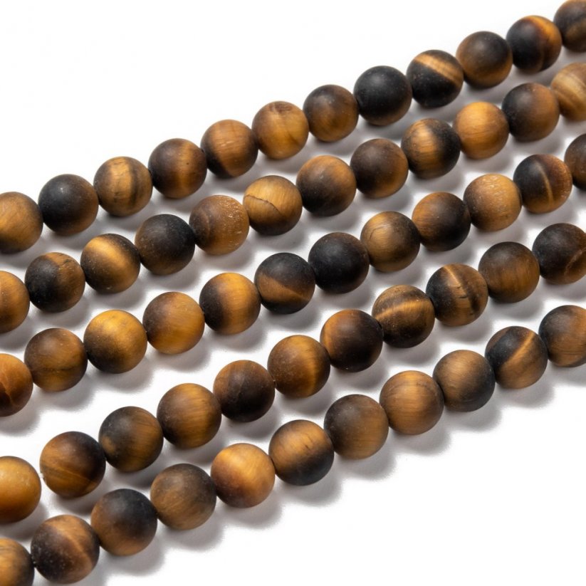 Natürliches Tigerauge - Perlen, matt, schwarz-braun, Klasse A, 8 mm