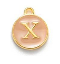 Kovový přívěšek s písmenem X, krémový, 14x12x2 mm