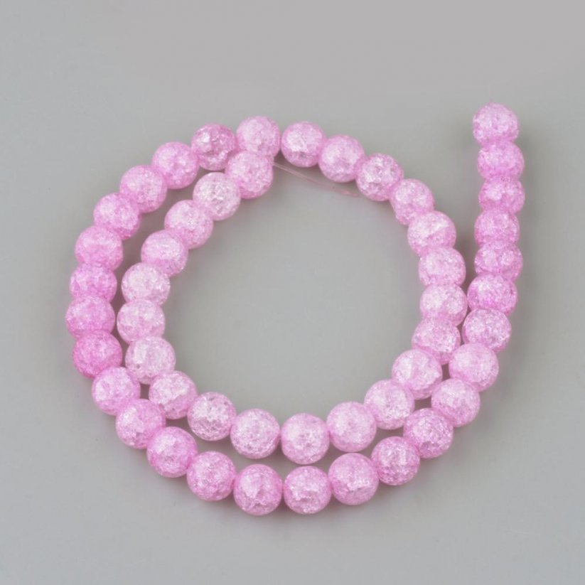Szintetikus repedt kristály - gyöngyök, rózsaszín 8 mm
