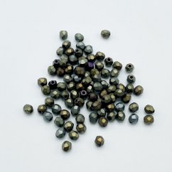 Geschliffene feuerpolierte Perlen Iris Brown, matt, 3 mm