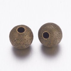 Mosazný korálek s texturou - bronzový, 6 mm
