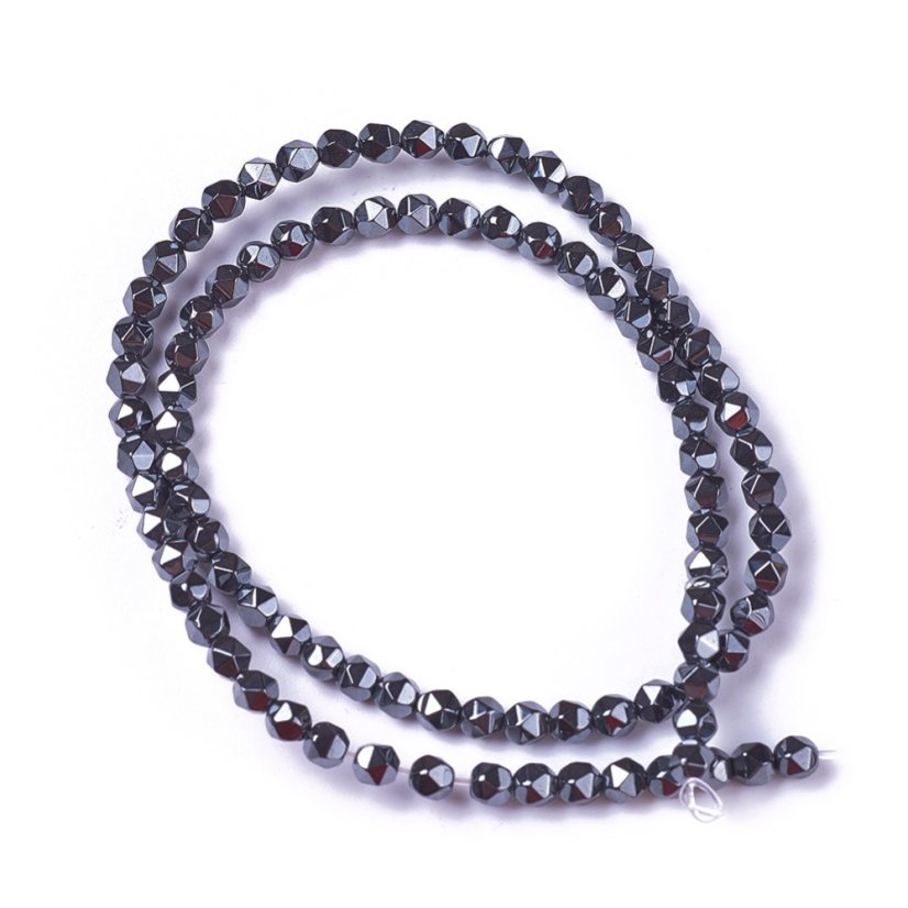 Pokovený syntetický hematit - korálky, broušené 4 mm